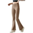 thumbnail image 1 of YWDJ Flare Leggings for Women Non See Through Coffee High Waisted Plus Size Workout Pants Full Length Curvy Casual Long Bootcut Workout Pants for Work out Solid Yoga XL Breathable Gym Clothes, 1 of 5