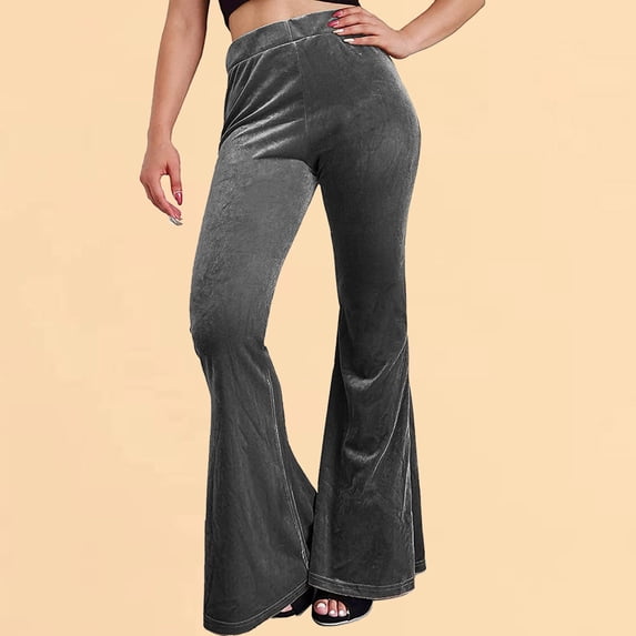YWDJ Flare Pants for Women High Waist Plus Size High Waist High Rise Flared Elastic Waist Casual Stretchy Long Pant Fashion Comfortable Solid Color Leisure Bell-bottoms Pants Pants 17-Gray XXL