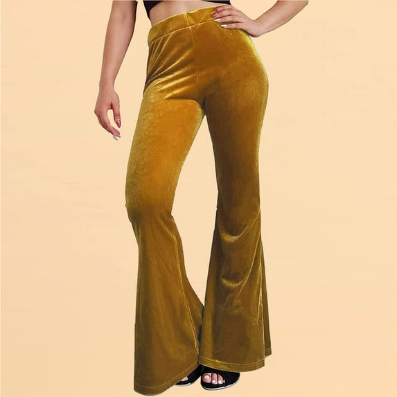 YWDJ Flare Pants for Women High Waist Plus Size High Waist High Rise Flared Elastic Waist Casual Stretchy Long Pant Fashion Comfortable Solid Color Leisure Bell-bottoms Pants Pants 17-Brown XL