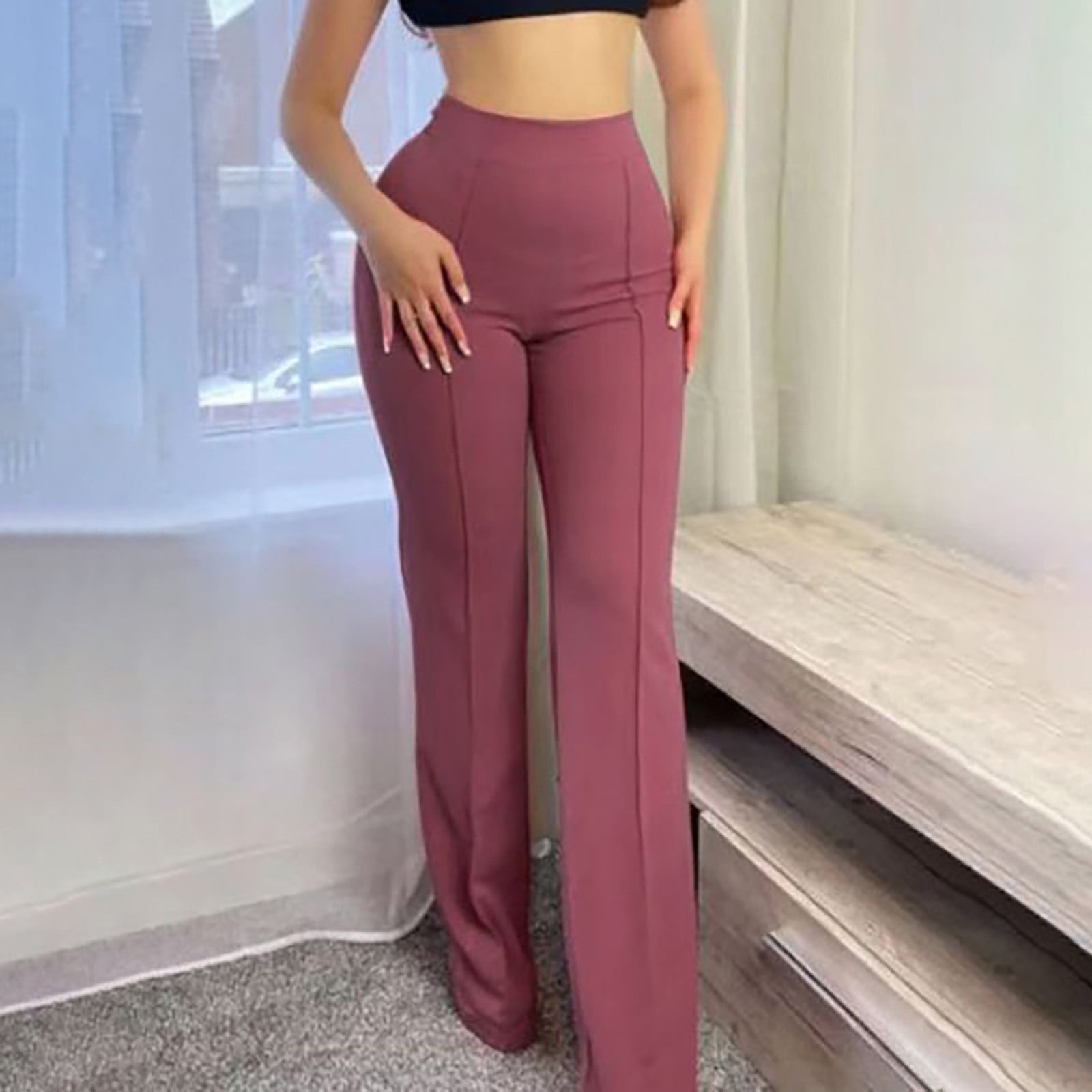 YWDJ Bell Bottom Pants for Women 70s High Waist High Rise Flared Bell  Bottom Elastic Waist Casual Stretchy Long Pant Fashion Comfortable Solid  Color