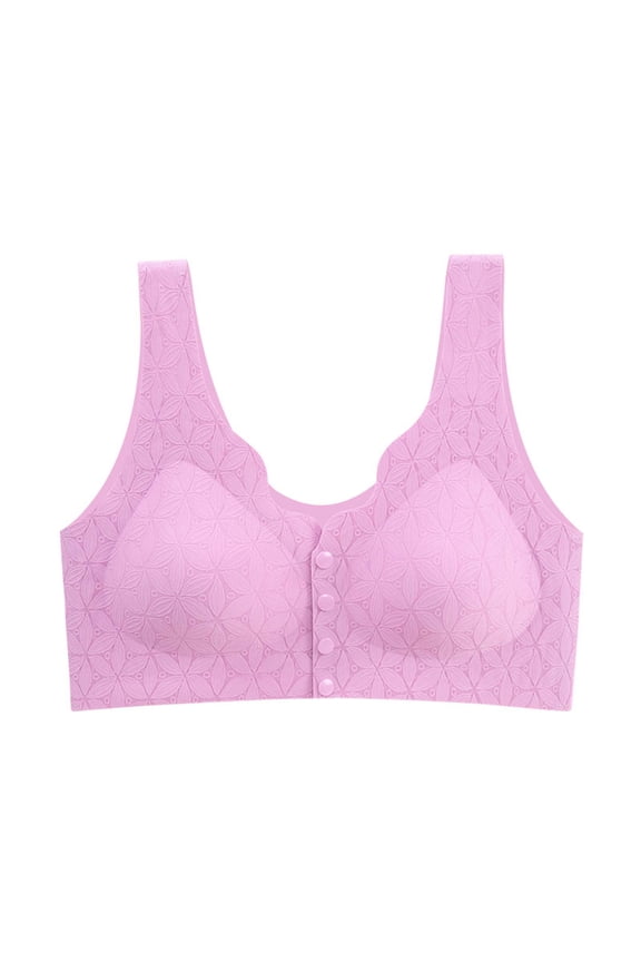 YWDJ Front Closure Bras Plus Size Push up Wirefree Full Coverage Comfort Straps Support Bralette Breathable Soft Bra for All Shapes Sagging Breasts Purple M