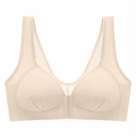 YWDJ Front Closure Bras Plus Size Push up Wireless Full Coverage Comfort Straps Support Bralette Breathable Soft Bra for All Shapes Sagging Breasts Beige 4XL
