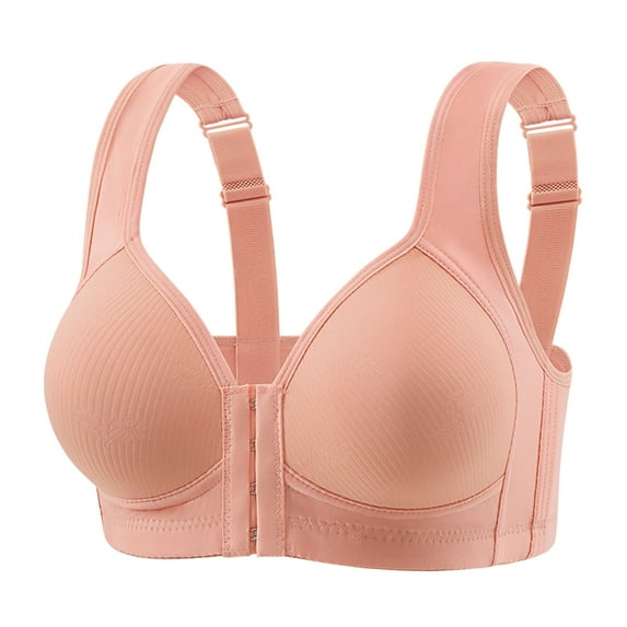 YWDJ Front Closure Bras Plus Size Wireless Push up No Wire Full Coverage Comfort Straps Support Bralette Breathable Soft Bra for All Shapes Sagging Breasts Red 3XL