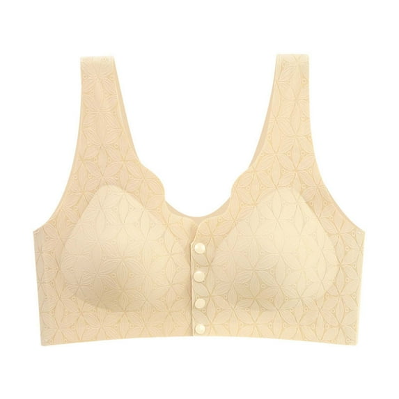 YWDJ Front Closure Bras Push up No Wire Full Coverage Comfort Straps Support Bralette Breathable Soft Bra for All Shapes Sagging Breasts Beige 2XL