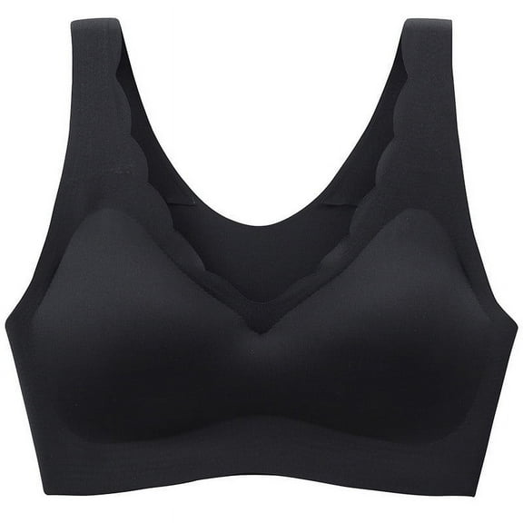 YWDJ Full Coverage Bras for Women Plus Size Pull on Push up No Underwire Comfort Straps Support Seamless Lace Bralette Breathable Soft Bra for All Shapes Sagging Breasts Black S