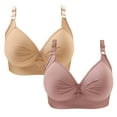 thumbnail image 1 of YWDJ Full Coverage Bras for Women Wide Straps 2 Pack Bras No Wire Sleep Bras Adjustable Straps Push up Wrap Comfy Bras Padded Plus Size Comfy Bras Solid Lounge Bras Pink 38/85BC, 1 of 6