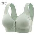 thumbnail image 1 of YWDJ Full Coverage Bras for Women Wide Straps 2 Pack Front Closure Sleep Bras Wirefree Comfy Bras Push up Wrap Lounge Bras Padded Plus Size Comfort Bras Solid Comfortable Bras Green 3XL, 1 of 8
