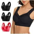 thumbnail image 1 of YWDJ Full Coverage Bras for Women Wide Straps 3 Pack Plus Size Pull on Push up Wireless Comfort Straps Support Bralette Breathable Soft Bra for All Shapes Sagging Breasts Black 3XL, 1 of 7