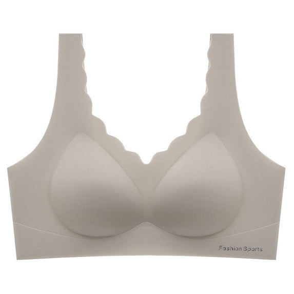 YWDJ Full Coverage Bras for Women Wide Straps Plus Size Pull on Push up No Underwire Comfort Straps Support Seamless Bralette Breathable Soft Bra for All Shapes Sagging Breasts Gray L