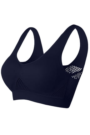 YWDJ Full Coverage Bras for Women Wireless Plus Size Pull on Push up No Wire Comfort Straps Support Bralette Breathable Soft Bra for All Shapes Sagging Breasts Navy 5XL