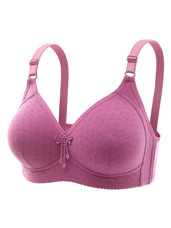 YWDJ Full Coverage Bras for Women Wireless Plus Size Push up Comfort Straps Support Bralette Breathable Soft Bra for All Shapes Sagging Breasts Pink 3XL