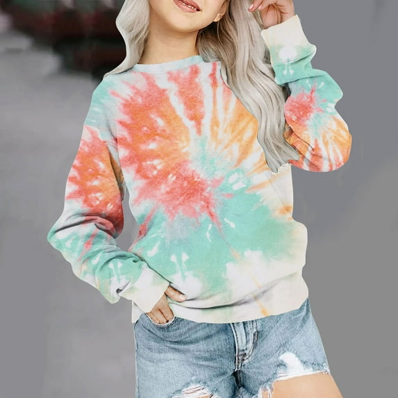 YWDJ Girls Crewneck Oversized Sweatshirt Kids Fashion Long Sleeve Pullover Tops 1-12 Years Multicolor 7-8T