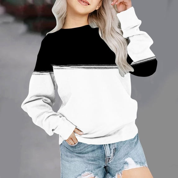 YWDJ Girls Crewneck Oversized Sweatshirt Kids Fashion Long Sleeve Pullover Tops 1-12 Years White 11-12T