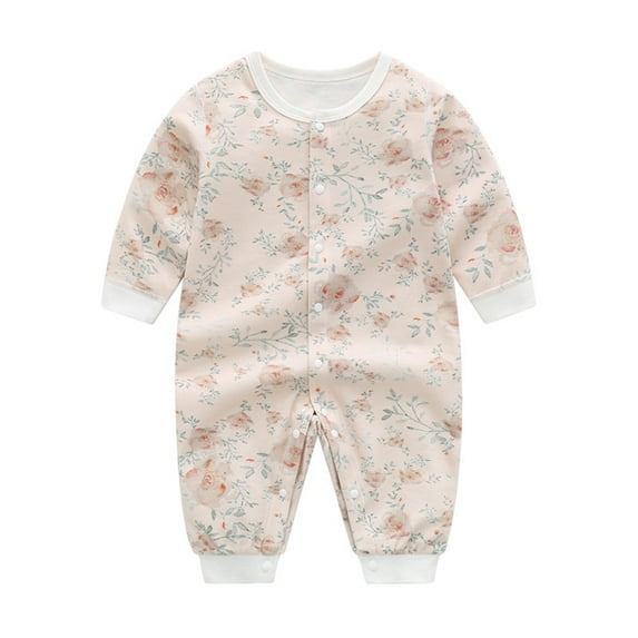 YWDJ Girls Outfit Sets Baby Infant Jumpsuit Printing Long Sleeve Romper Clothes Pink 12 Months