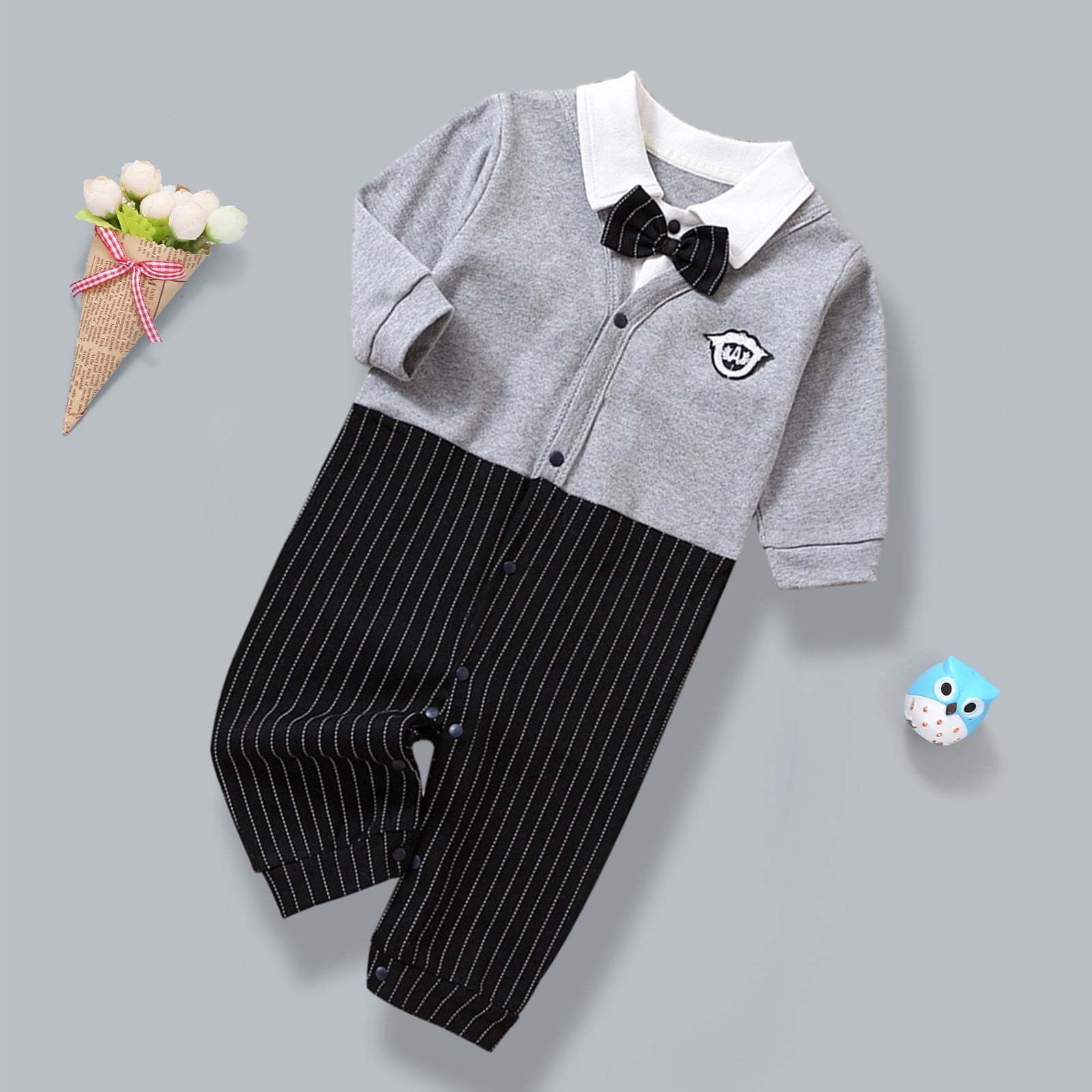 YWDJ Girls Outfit Sets College Style Fall Gentleman Style Romper