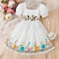 thumbnail image 1 of YWDJ Girls Princess Dresses Belle Girls Lace Floral Embroidered Dress 4-8 Years Old Bubble Sleeve Embroidered Hem Princess Dresses White 5Y, 1 of 1