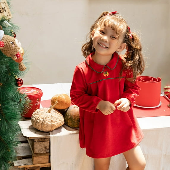 YWDJ Girls Semi Formal Dress Santa Claus Girl Characters Dressed Up In Tulle Skirts Red 18 Months