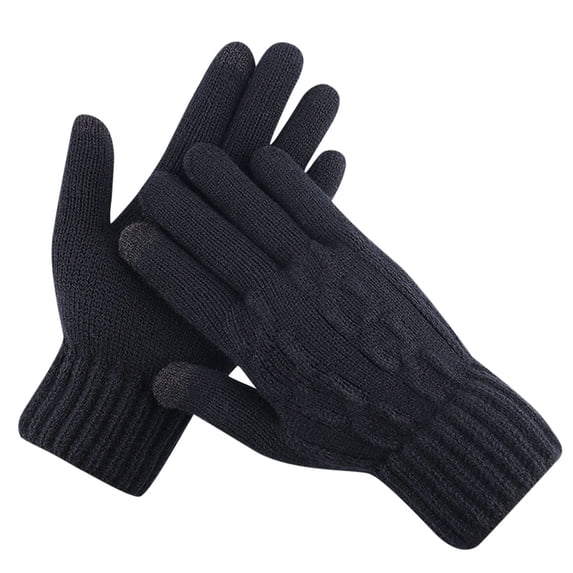 YWDJ Gloves for Women Men Winter Warm Gloves Touchscreen Casual Stretch Thick Kinitted Windproof Gloves Five-Finger Gloves Black One Size