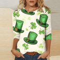 thumbnail image 1 of YWDJ Green 3/4 Length Sleeve Womens Tops St Patricks Day with Crew Neck Polyester Casual St. Patricks Day Blouse Tops for Irish Themed Gifts M, 1 of 5