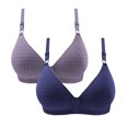 thumbnail image 1 of YWDJ Gym Bras for Women Workout 2 Pack Back Closures Lounge Bras No Wire Comfortable Bras Adjustable Straps Half Cup Push up Wrap Bras Padded Comfy Bras Solid Sleep Bras Blue 45/95, 1 of 3