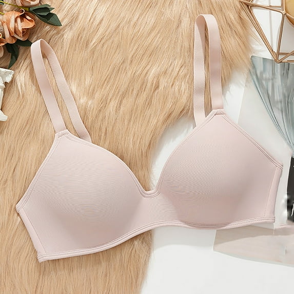 YWDJ Gym Bras for Women Workout Back Closures Bras No Wires Sleep Bras Adjustable Straps Half Cup Wrap Comfy Bras Padded Plus Size Comfortable Bras Lounge Bras Pink 46C
