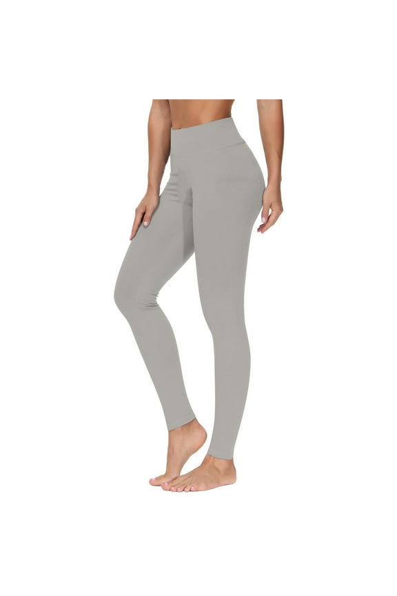 YWDJ Gym Leggings for Women Plus Size Gray Mid Waist Full Length Curvy Slim Casual Long Workout Pants for Work out Pull on Solid 2025 Soft Yoga Lightweight Comfy S Breathable Gym Clothes