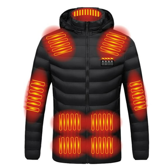 YWDJ Heated Jacket Women Fashion Man Long Sleeve Tops T-Shirt Fall Charging Via Heated Coat Blouse Black XXL