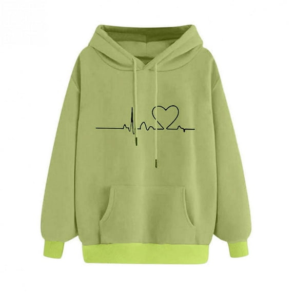 YWDJ Hoodies for Women Plus Size Women Loose Long Sleeve Sweatshirt Pumpkin Hooded Hoodie Sweatshirt Blouse Green L