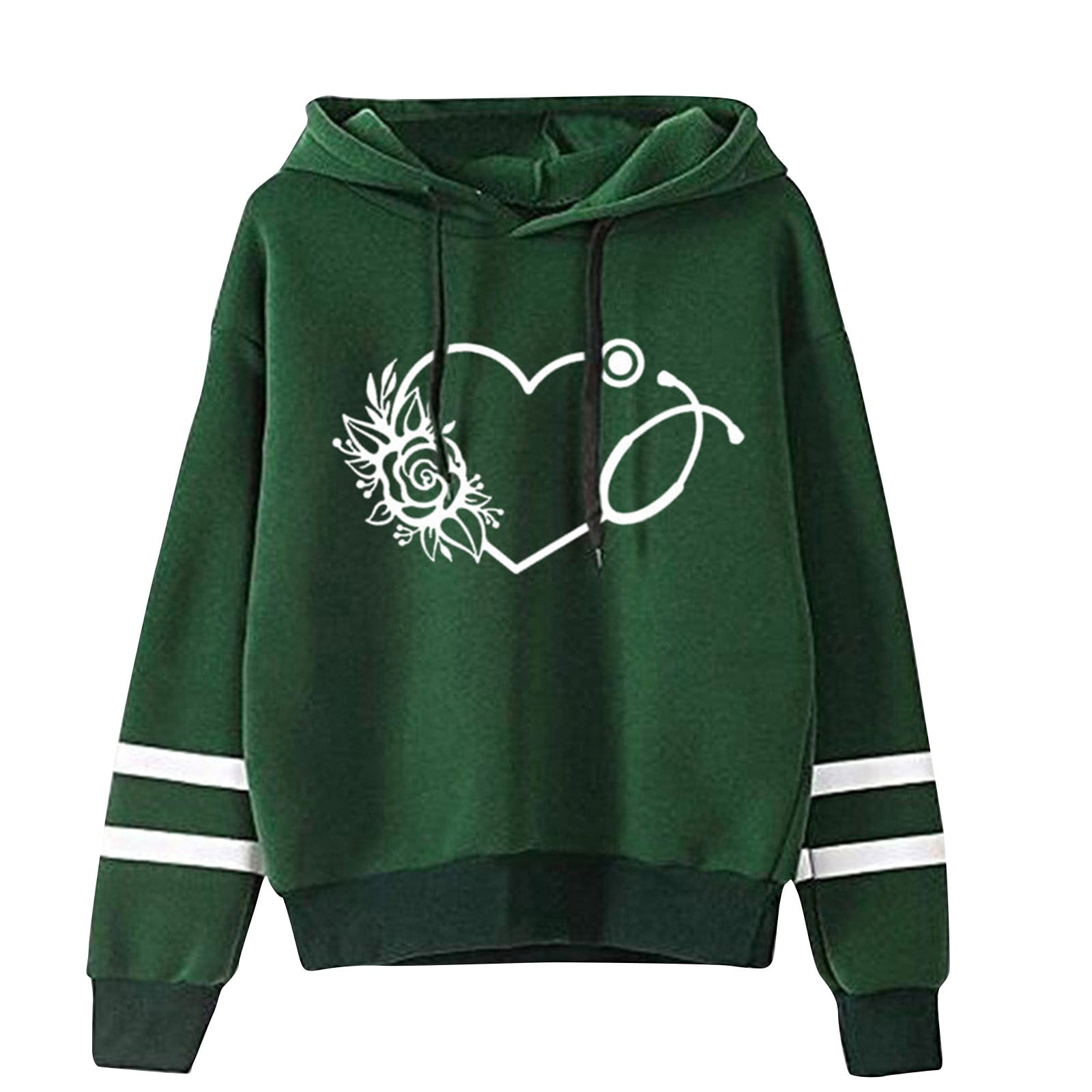 FANGJIN Women's Long Sleeve Striped Hoodie Pullover - Cozy Sweatshirt With Drawstring Hood, Regular Fit, Apricot Color, Size Medium - View #10