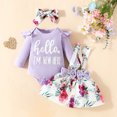 thumbnail image 1 of YWDJ Infant Girls Strip Cotton Open Button Top With Plaid Skirt Knot Hairband Three Piece Set Purple 18 Months, 1 of 9