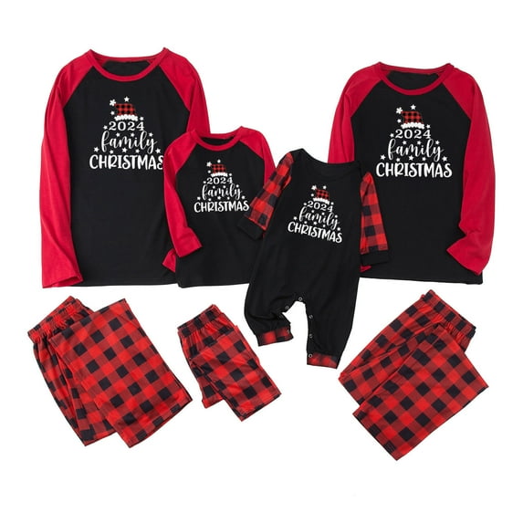 YWDJ Infant Matching Christmas Pajamas 12 Months Red Fashionable Christmas Print Baby Family Pajamas Parent child Suit Baby