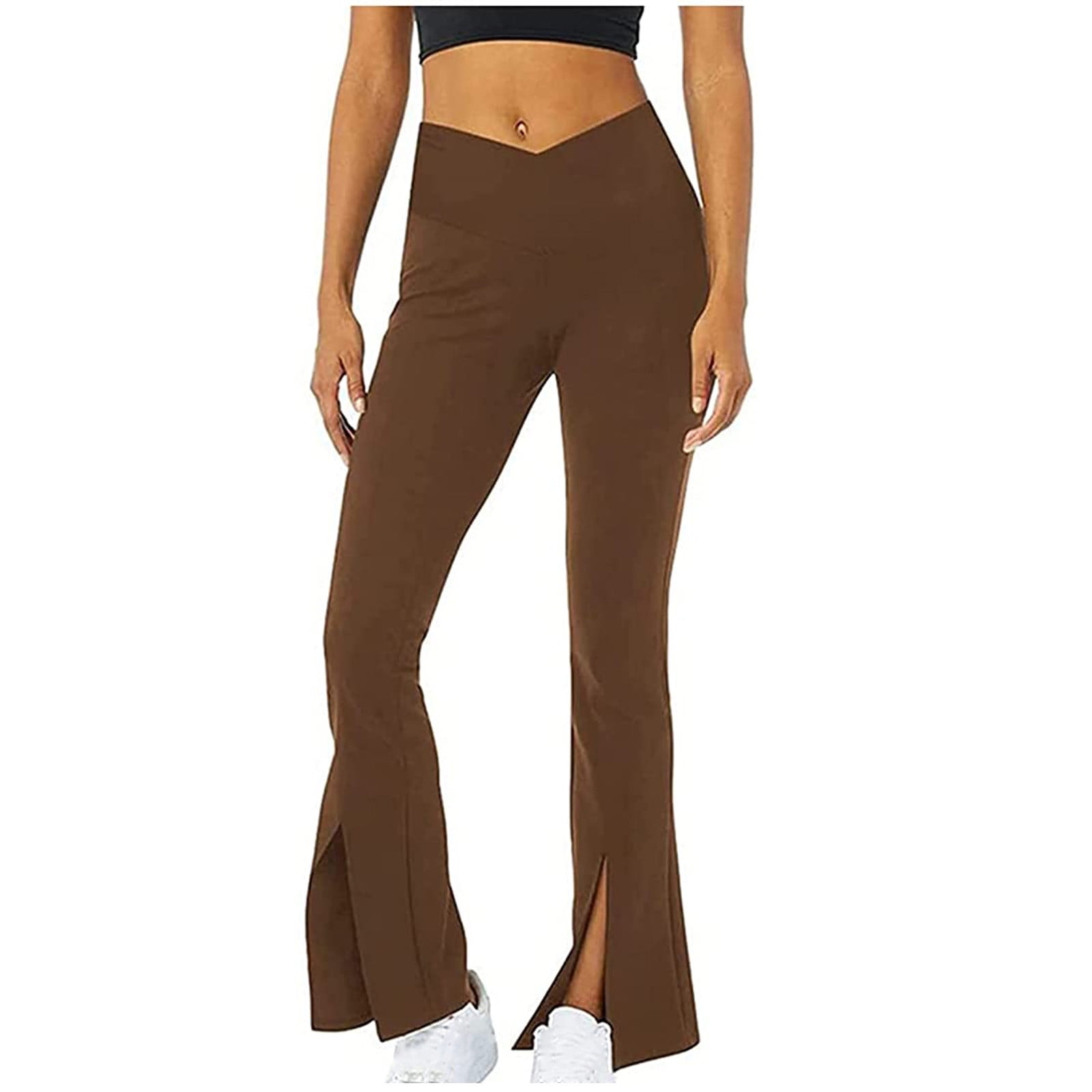 YWDJ Womens Leggings Workout Butt Lifting Gym Flare Long Length High Waist  Sports Yogalicious Utility Dressy Everyday Soft Solid Color Micro Fitness  Solid Color Micro And Hip Lifting Pants Brown M 