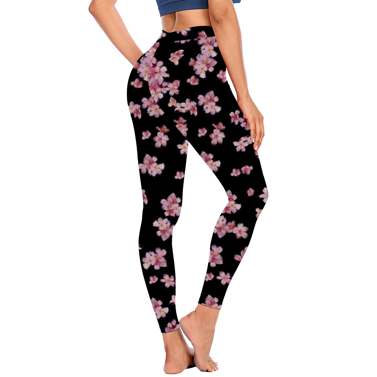YWDJ Tights for Women Workout Butt Lifting Gym Long Length High Waist  Casual Sports Yogalicious Print Patterned Wide Leg Fashion Utility Dressy  Everyday Soft Flower Gradient Printing Elastic Black L 