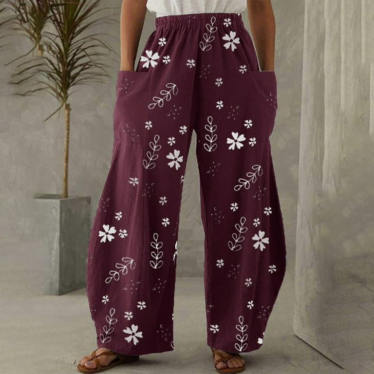 YWDJ Joggers for Women High Waist Plus Size With Pockets Relaxed Fit Baggy  Trendy Casual Printed Stretchy Long Pant Fashion Loose Pants A Popular