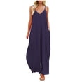 thumbnail image 1 of YWDJ Jumpsuits for Women Casual Casual Summer Suspender Pants Sleeveless Ladies Travel Comfortable 2023 Vacation Fancy Jumpsuits for Women Jumpers and Rompers Casual Solid Color Purple XXL, 1 of 8