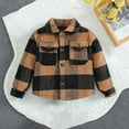thumbnail image 1 of YWDJ Kids Toddler Flannel Shirt Jacket Plaid Long Sleeve Shacket Baby Boys Girls Fall Shirt Coat Outwear Brown 3-4T, 1 of 9