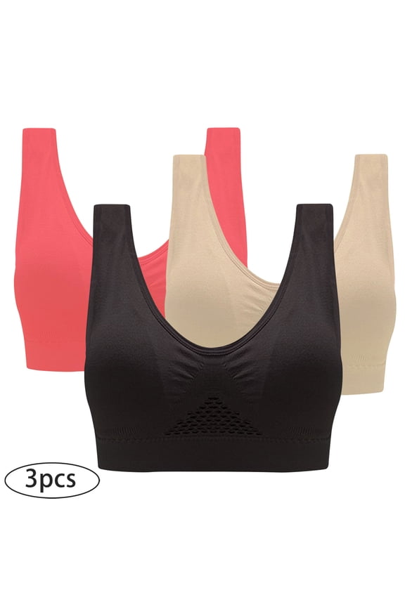 YWDJ Lace Bras for Women Plus Size 3 Pack Front Closure No Underwire Wide Strap Full Coverage Bras Low Support Cross Padded Plus Size Bras Comfortable Wrap Solid Bras Multicolor 2XL