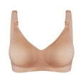 thumbnail image 1 of YWDJ Lace Bras for Women Plus Size Closure in Back Breastfeeding Bras Wirefree Comfy Bras Wide Strap Half Cup Bras Push up Wrap Bras Padded Plus Size Comfortable Solid Comfortable Bras Orange L, 1 of 2