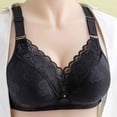 thumbnail image 1 of YWDJ Lace Bras for Women Plus Size Closure in Back Sleep Bras Wirefree Comfy Bras Adjustable Straps Full Coverage Push up Hollow Lounge Bras Padded Plus Size Comfortable Bras Wrap Solid Bras Black 2XL, 1 of 5