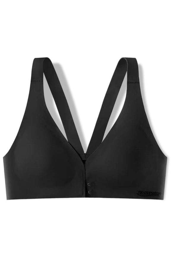 YWDJ Lace Bras for Women Plus Size Front Close Comfortable Bras No Wires Bras Wide Strap Half Cup Push up Wrap Sleep Bras Padded Comfort Bras Solid Comfy Bras Black 2XL