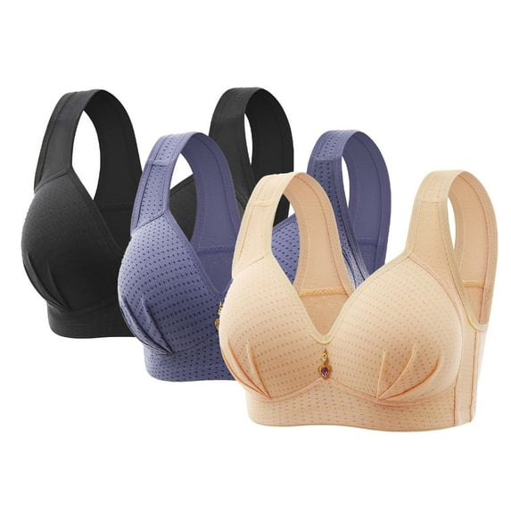 YWDJ Lace Bras for Women Push up 3 Pack Back Closures Lounge Bras Wireless Comfortable Bras Wide Strap Full Coverage Wrap Bras Padded Comfortable Bras Solid Sleep Bras Multicolor 36