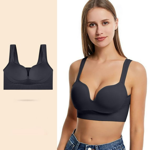 YWDJ Lace Bras for Women Push up Back Closures Yoga Bras Wireless Lounge Bras Wide Strap Full Coverage Sleep Bras Low Support Wrap Comfy Bras Padded Plus Size Sports Bras Comfort Solid Bras Black M