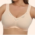 thumbnail image 1 of YWDJ Push up Bras for Women Plus Size Closure in Back Bras Wirefree Sleep Bras Wide Strap Half Cup Wrap Comfy Bras Padded Plus Size Lace Comfortable Bras Lounge Bras Beige XL, 1 of 5