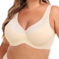 thumbnail image 1 of YWDJ Lace Bras for Women Push up Closure in Back Comfy Bras Underwire Lounge Bras Wide Strap Full Coverage Wrap Comfortable Bras Padded Plus Size Lace Comfy Bras Bras Beige 3XL, 1 of 7