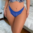 thumbnail image 1 of YWDJ Lace Thongs for Women Plus Size Lightweight No Show Low Waist Hollowed Out Briefs Sexy Transparent Lace Underpants Blue 4XL, 1 of 3