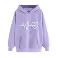 thumbnail image 1 of YWDJ Ladies Hoodies and Sweatshirts Valentine's Day Hooded Sweatshirt Oversized Y2K Drop Shoulder Hoodie Long Sleeve Drawstring Pullover Tops Purple 2XL, 1 of 6