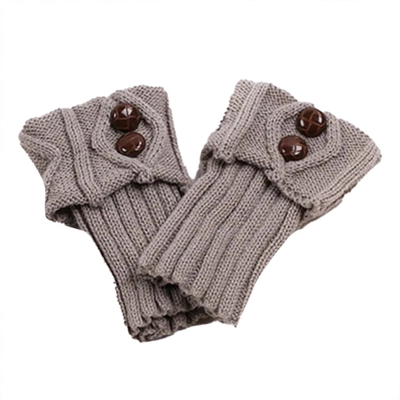 YWDJ Leg Warmers Women Button Socks Boot Accessories Short Leg Warmers Knit Toppers Gray