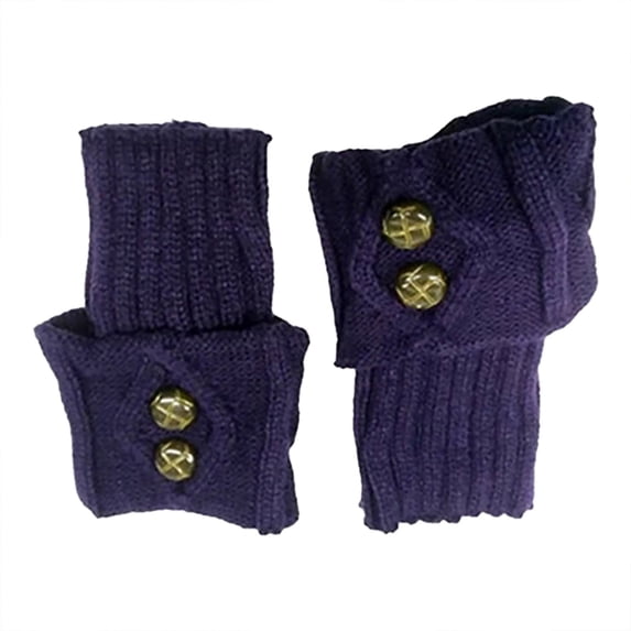YWDJ Leg Warmers Women Button Socks Boot Accessories Short Leg Warmers Knit Toppers Navy
