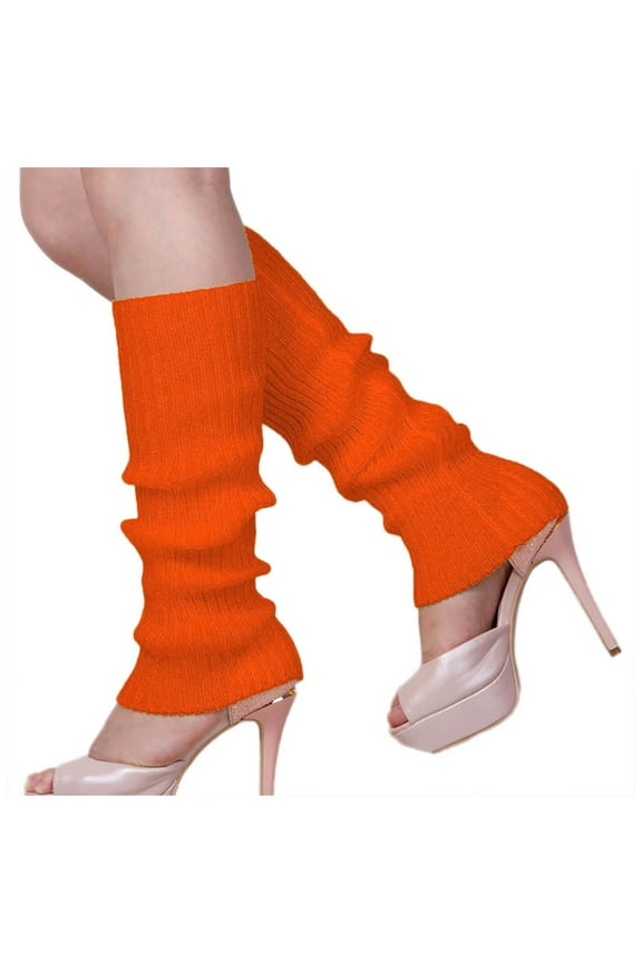 YWDJ Leg Warmers for Women Lady Leg Sets Pile Of Socks Autumn And Winter Keep Warm Wool Sock Knitting Foot Cover Orange