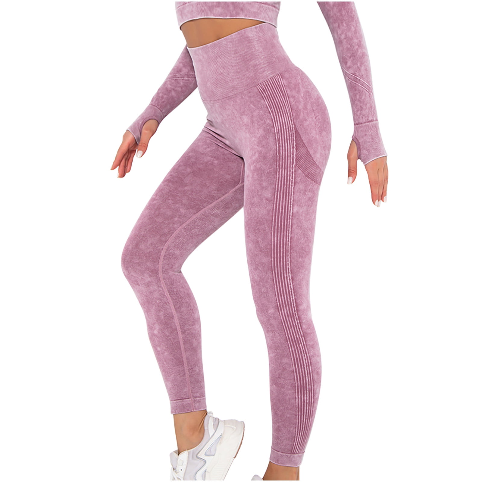 YWDJ Leggings for Women High Waist Plus Size European And American Seamless  Water Wash Knit Hygroscopic Sexy Hip Lifting Hip Sweating Yoga Pants Sports  Fitness Pants TightsHot PinkL 